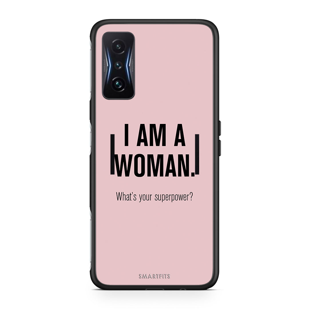 Xiaomi Poco F4 GT Superpower Woman θήκη από τη Smartfits με σχέδιο στο πίσω μέρος και μαύρο περίβλημα | Smartphone case with colorful back and black bezels by Smartfits