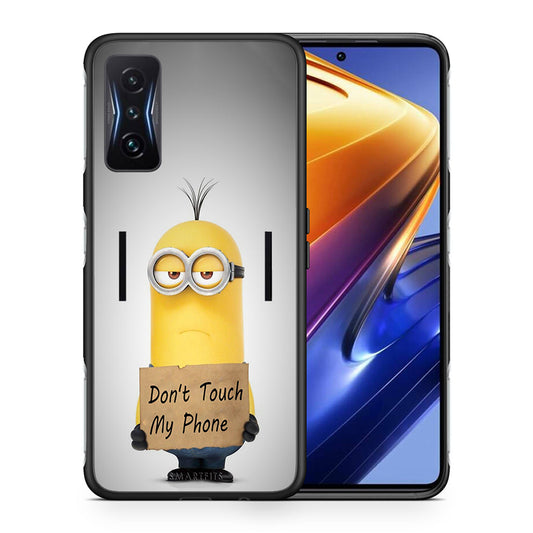 Θήκη Xiaomi Poco F4 GT Minion Text από τη Smartfits με σχέδιο στο πίσω μέρος και μαύρο περίβλημα | Xiaomi Poco F4 GT Minion Text case with colorful back and black bezels