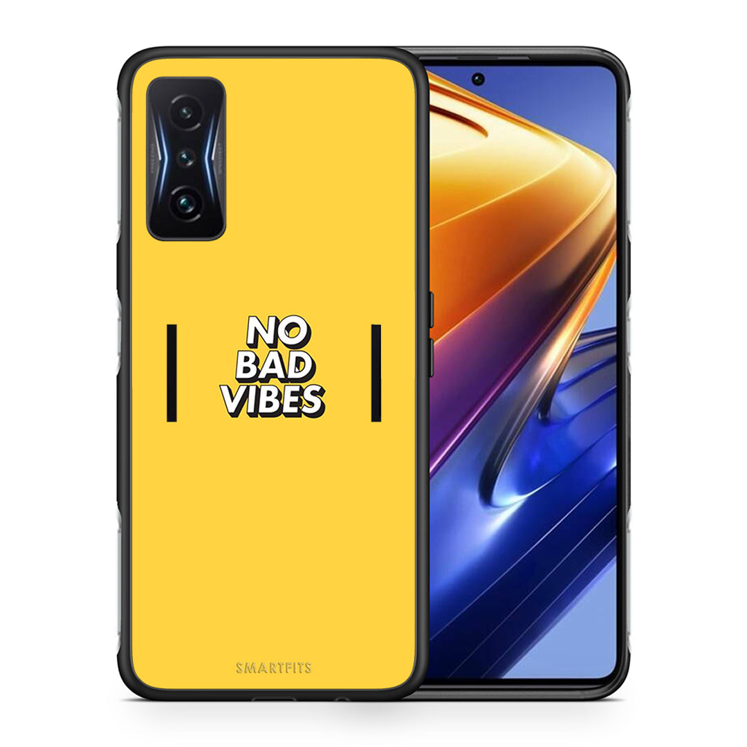 Θήκη Xiaomi Poco F4 GT Vibes Text από τη Smartfits με σχέδιο στο πίσω μέρος και μαύρο περίβλημα | Xiaomi Poco F4 GT Vibes Text case with colorful back and black bezels