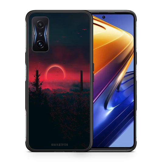 Θήκη Xiaomi Poco F4 GT Sunset Tropic από τη Smartfits με σχέδιο στο πίσω μέρος και μαύρο περίβλημα | Xiaomi Poco F4 GT Sunset Tropic case with colorful back and black bezels