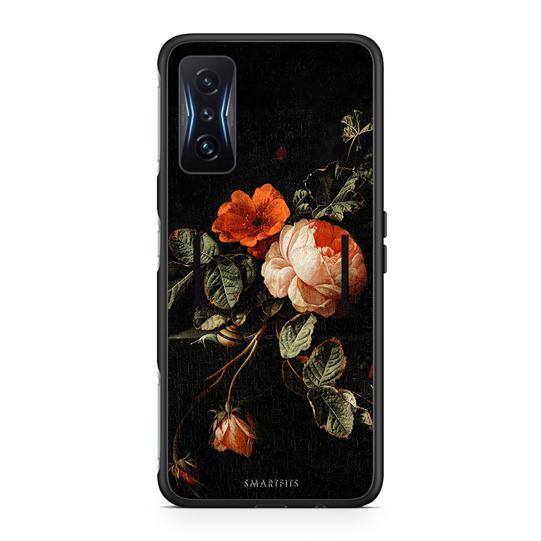 Xiaomi Poco F4 GT Vintage Roses θήκη από τη Smartfits με σχέδιο στο πίσω μέρος και μαύρο περίβλημα | Smartphone case with colorful back and black bezels by Smartfits