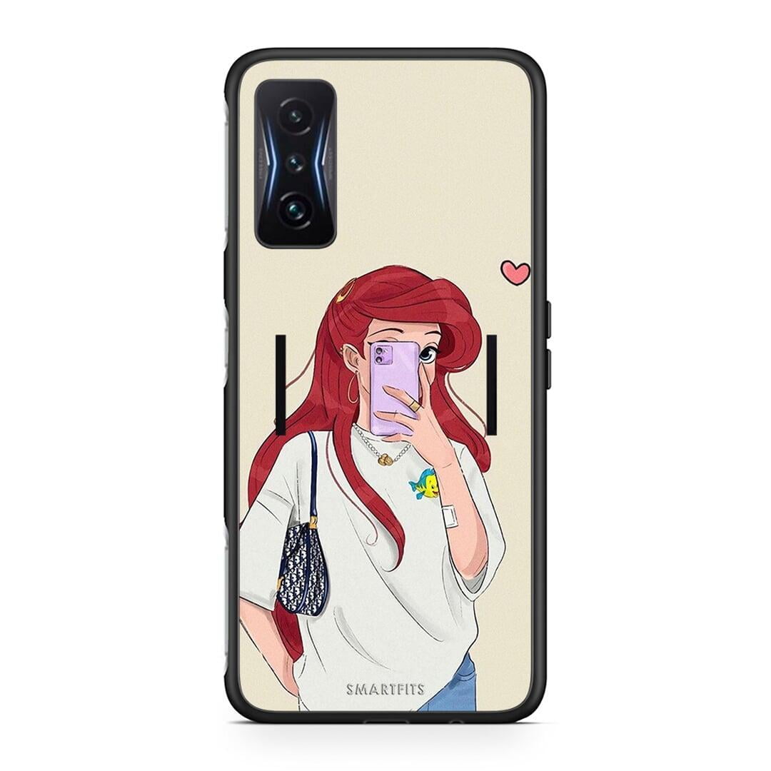 Xiaomi Poco F4 GT Walking Mermaid Θήκη από τη Smartfits με σχέδιο στο πίσω μέρος και μαύρο περίβλημα | Smartphone case with colorful back and black bezels by Smartfits