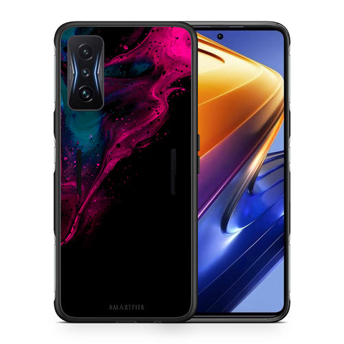 Θήκη Xiaomi Poco F4 GT Pink Black Watercolor από τη Smartfits με σχέδιο στο πίσω μέρος και μαύρο περίβλημα | Xiaomi Poco F4 GT Pink Black Watercolor case with colorful back and black bezels