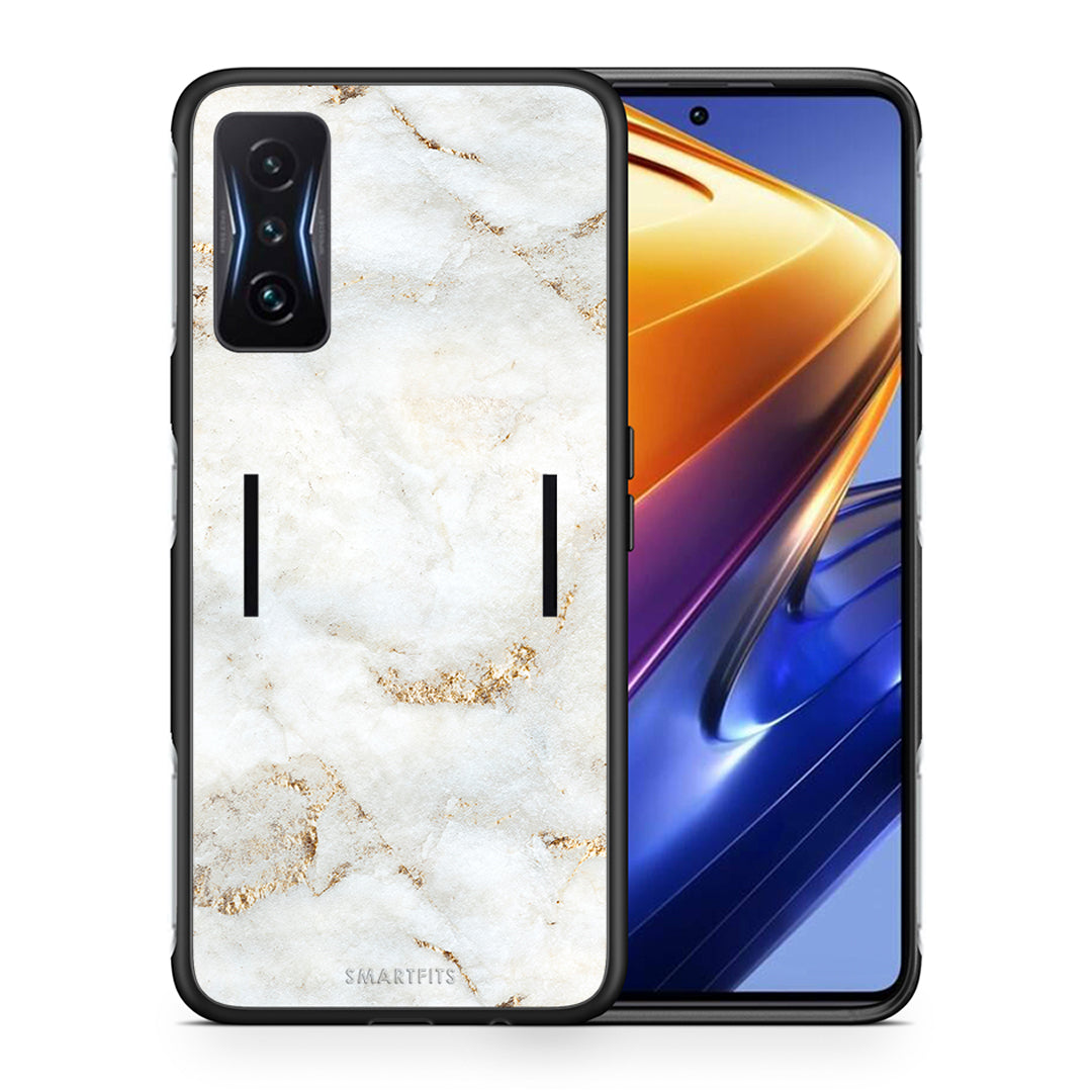 Θήκη Xiaomi Poco F4 GT White Gold Marble από τη Smartfits με σχέδιο στο πίσω μέρος και μαύρο περίβλημα | Xiaomi Poco F4 GT White Gold Marble case with colorful back and black bezels