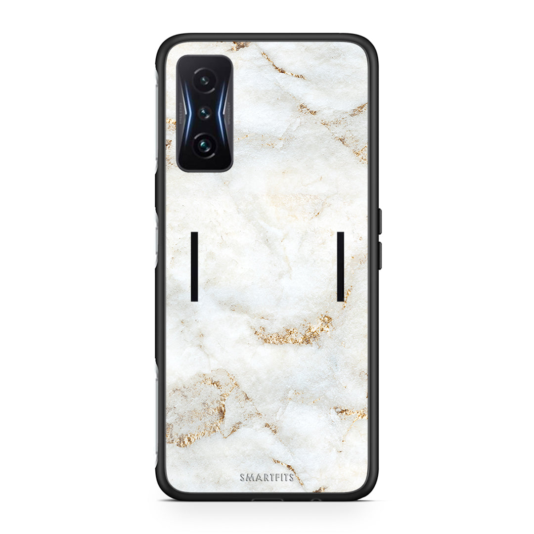 Xiaomi Poco F4 GT White Gold Marble θήκη από τη Smartfits με σχέδιο στο πίσω μέρος και μαύρο περίβλημα | Smartphone case with colorful back and black bezels by Smartfits