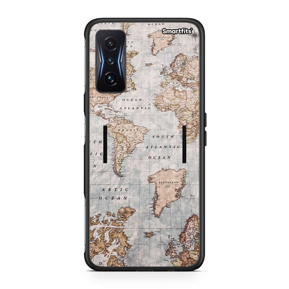Xiaomi Poco F4 GT World Map θήκη από τη Smartfits με σχέδιο στο πίσω μέρος και μαύρο περίβλημα | Smartphone case with colorful back and black bezels by Smartfits