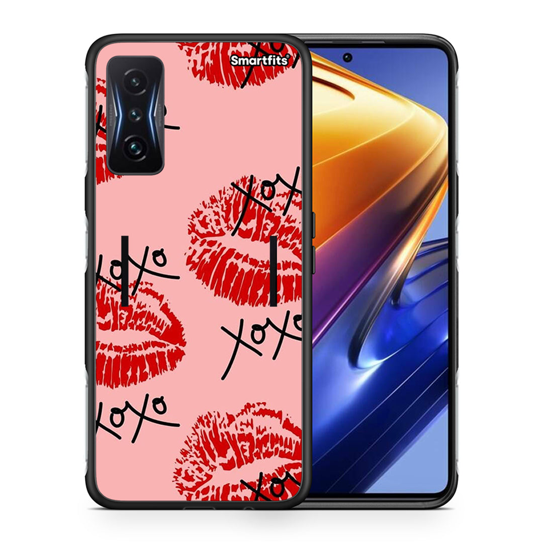 Θήκη Xiaomi Poco F4 GT XOXO Lips από τη Smartfits με σχέδιο στο πίσω μέρος και μαύρο περίβλημα | Xiaomi Poco F4 GT XOXO Lips case with colorful back and black bezels