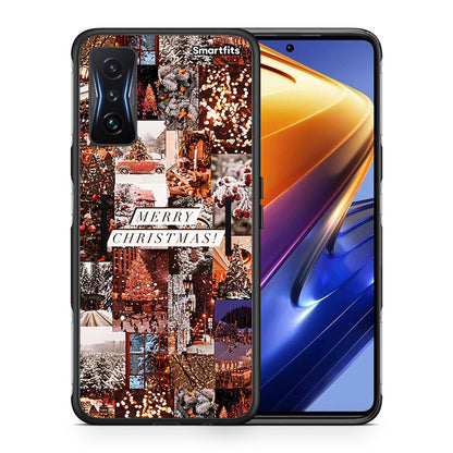Θήκη Xiaomi Poco F4 GT Xmas Collage από τη Smartfits με σχέδιο στο πίσω μέρος και μαύρο περίβλημα | Xiaomi Poco F4 GT Xmas Collage case with colorful back and black bezels