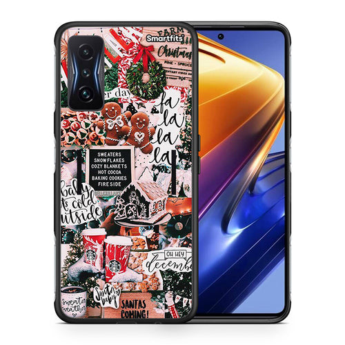 Θήκη Xiaomi Poco F4 GT Xmas Habbits από τη Smartfits με σχέδιο στο πίσω μέρος και μαύρο περίβλημα | Xiaomi Poco F4 GT Xmas Habbits case with colorful back and black bezels