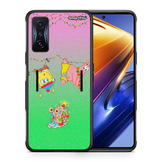 Θήκη Xiaomi Poco F4 GT Xmas Lights από τη Smartfits με σχέδιο στο πίσω μέρος και μαύρο περίβλημα | Xiaomi Poco F4 GT Xmas Lights case with colorful back and black bezels