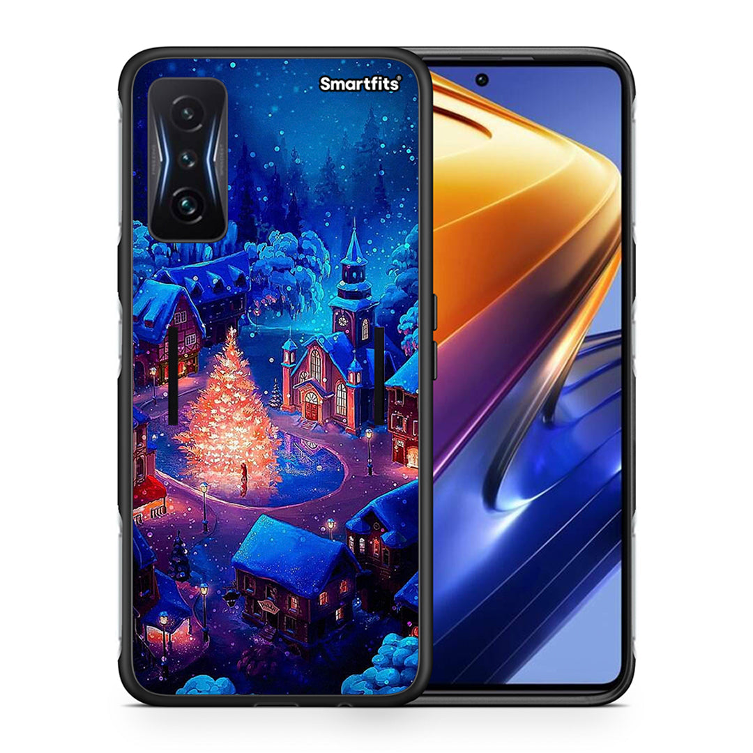 Θήκη Xiaomi Poco F4 GT Xmas Village από τη Smartfits με σχέδιο στο πίσω μέρος και μαύρο περίβλημα | Xiaomi Poco F4 GT Xmas Village case with colorful back and black bezels