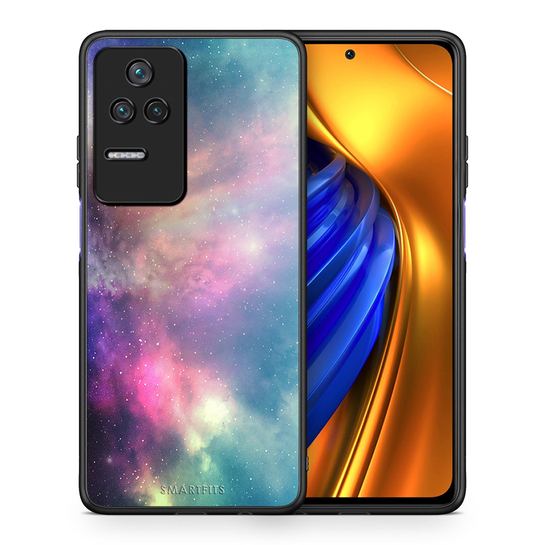 Θήκη Xiaomi Poco F4 / Redmi K40S Rainbow Galaxy από τη Smartfits με σχέδιο στο πίσω μέρος και μαύρο περίβλημα | Xiaomi Poco F4 / Redmi K40S Rainbow Galaxy case with colorful back and black bezels