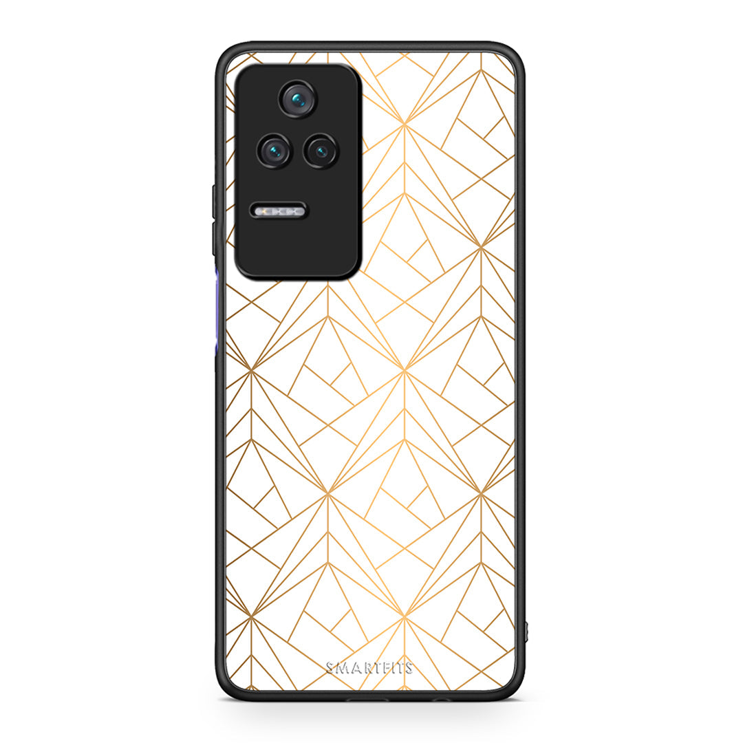 111 - Xiaomi Poco F4 / Redmi K40S Luxury White Geometric case, cover, bumper
