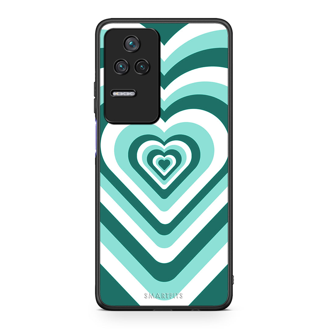 Xiaomi Poco F4 / Redmi K40S Green Hearts θήκη από τη Smartfits με σχέδιο στο πίσω μέρος και μαύρο περίβλημα | Smartphone case with colorful back and black bezels by Smartfits