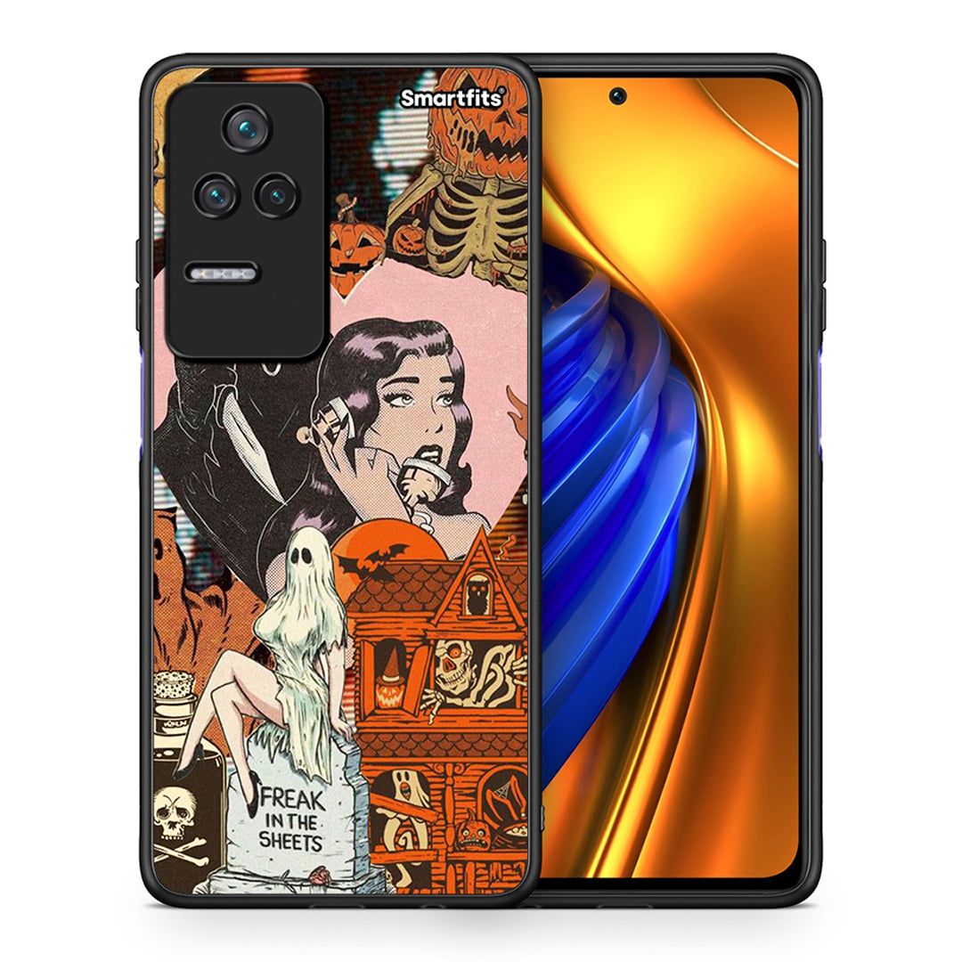 Θήκη Xiaomi Poco F4 / Redmi K40S Halloween Collage από τη Smartfits με σχέδιο στο πίσω μέρος και μαύρο περίβλημα | Xiaomi Poco F4 / Redmi K40S Halloween Collage case with colorful back and black bezels