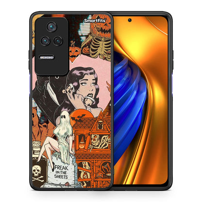 Θήκη Xiaomi Poco F4 / Redmi K40S Halloween Collage από τη Smartfits με σχέδιο στο πίσω μέρος και μαύρο περίβλημα | Xiaomi Poco F4 / Redmi K40S Halloween Collage case with colorful back and black bezels