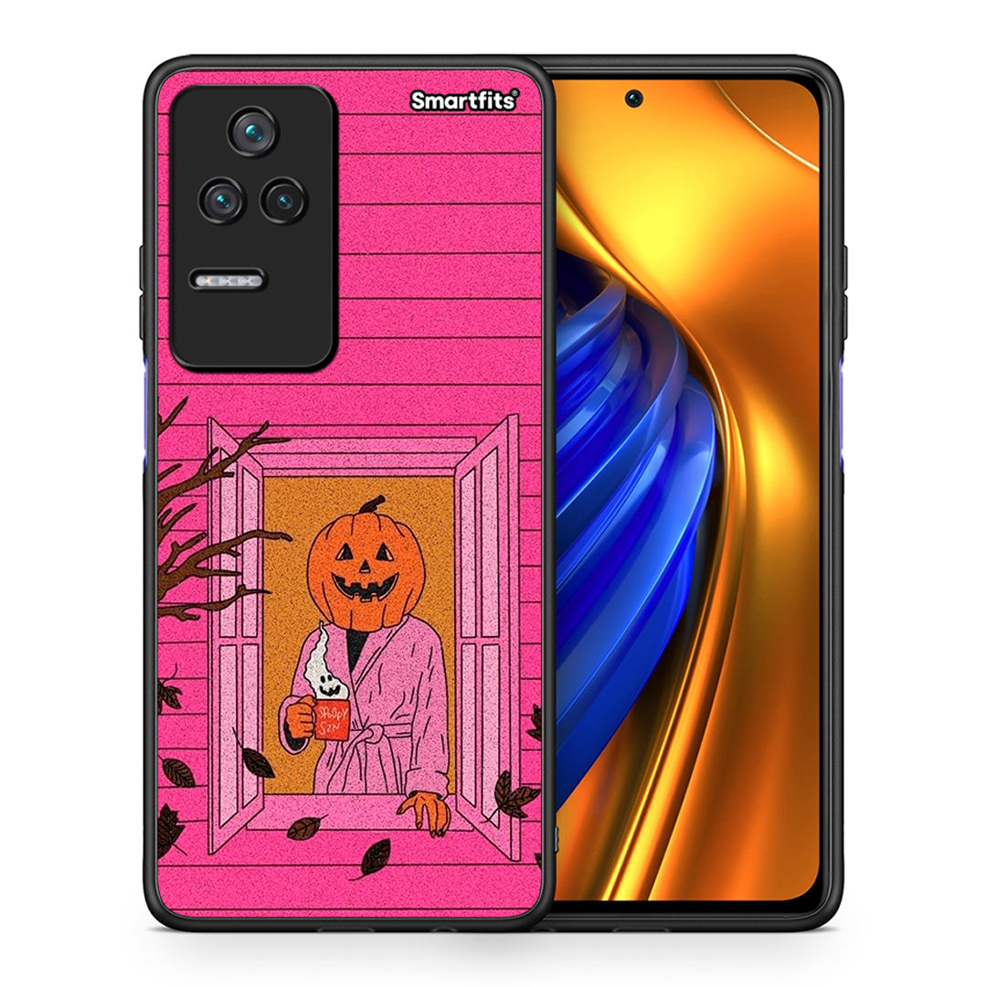 Θήκη Xiaomi Poco F4 / Redmi K40S Halloween Pumpkin Lady από τη Smartfits με σχέδιο στο πίσω μέρος και μαύρο περίβλημα | Xiaomi Poco F4 / Redmi K40S Halloween Pumpkin Lady case with colorful back and black bezels