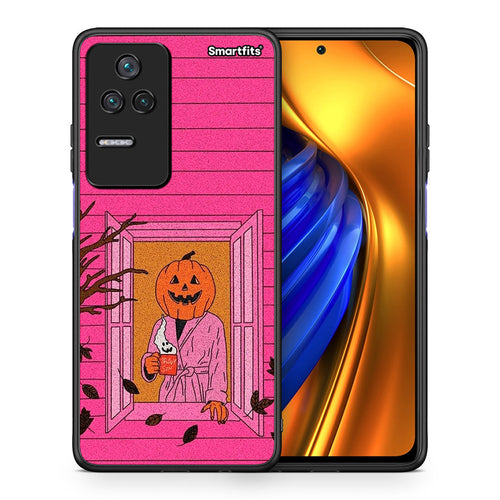 Θήκη Xiaomi Poco F4 / Redmi K40S Halloween Pumpkin Lady από τη Smartfits με σχέδιο στο πίσω μέρος και μαύρο περίβλημα | Xiaomi Poco F4 / Redmi K40S Halloween Pumpkin Lady case with colorful back and black bezels