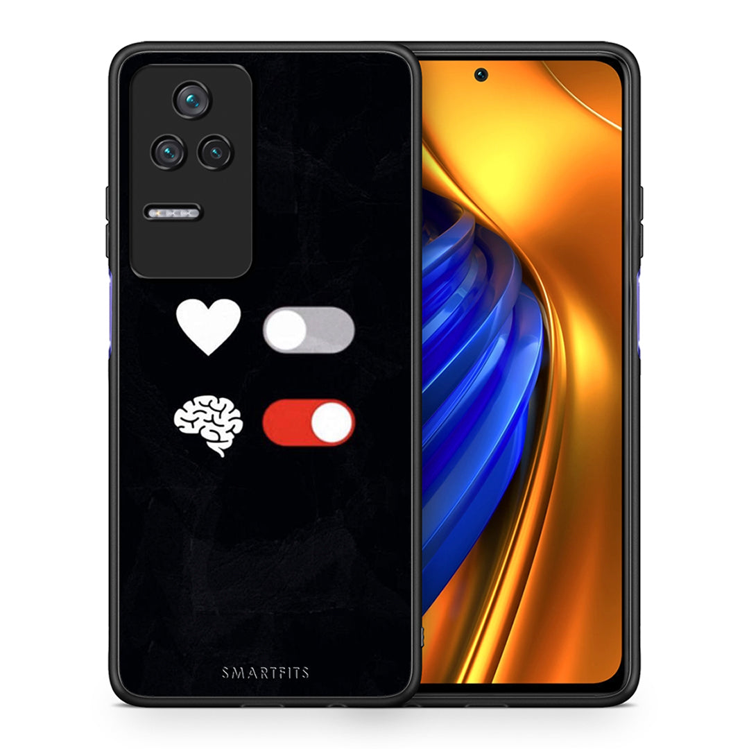 Θήκη Αγίου Βαλεντίνου Xiaomi Poco F4 / Redmi K40S Heart Vs Brain από τη Smartfits με σχέδιο στο πίσω μέρος και μαύρο περίβλημα | Xiaomi Poco F4 / Redmi K40S Heart Vs Brain case with colorful back and black bezels