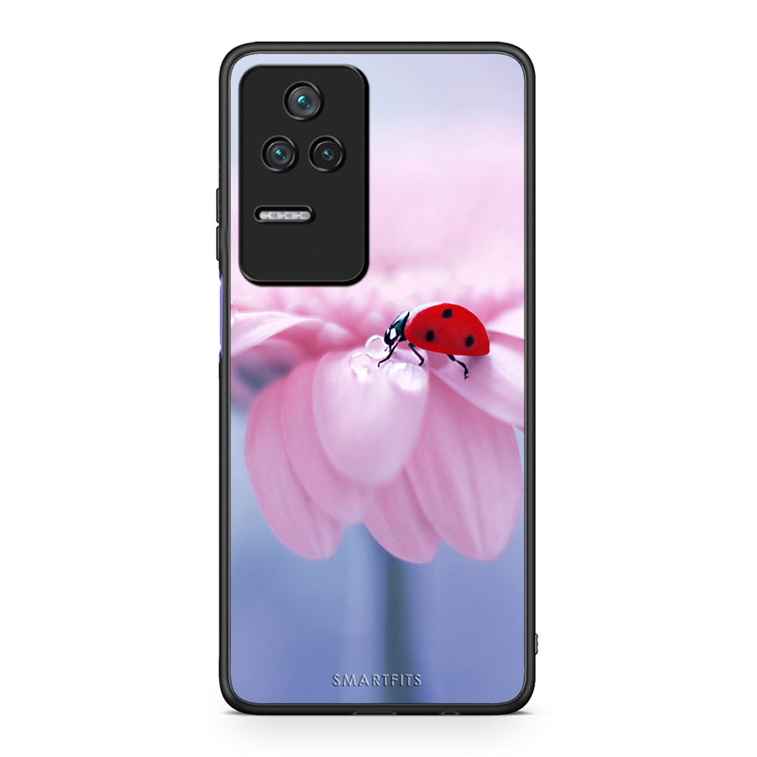 Xiaomi Poco F4 / Redmi K40S Ladybug Flower θήκη από τη Smartfits με σχέδιο στο πίσω μέρος και μαύρο περίβλημα | Smartphone case with colorful back and black bezels by Smartfits