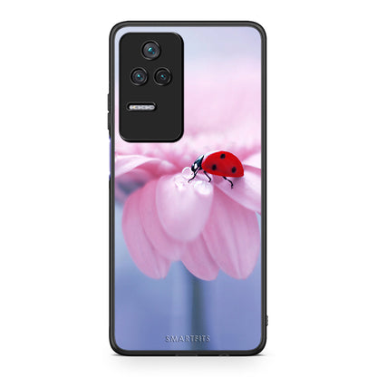 Xiaomi Poco F4 / Redmi K40S Ladybug Flower θήκη από τη Smartfits με σχέδιο στο πίσω μέρος και μαύρο περίβλημα | Smartphone case with colorful back and black bezels by Smartfits