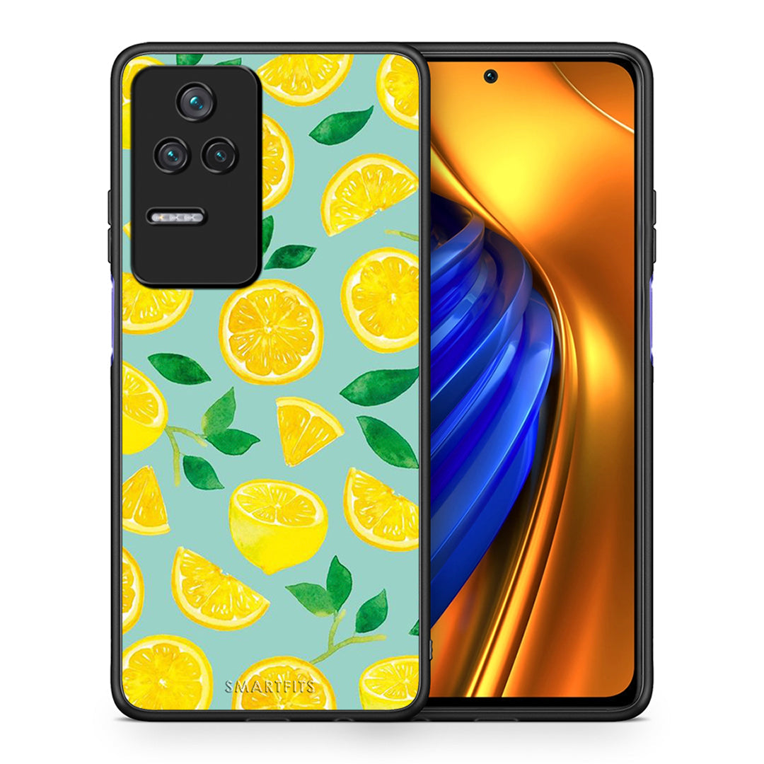 Θήκη Xiaomi Poco F4 / Redmi K40S Lemons από τη Smartfits με σχέδιο στο πίσω μέρος και μαύρο περίβλημα | Xiaomi Poco F4 / Redmi K40S Lemons case with colorful back and black bezels