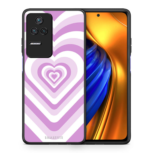 Θήκη Xiaomi Poco F4 / Redmi K40S Lilac Hearts από τη Smartfits με σχέδιο στο πίσω μέρος και μαύρο περίβλημα | Xiaomi Poco F4 / Redmi K40S Lilac Hearts case with colorful back and black bezels
