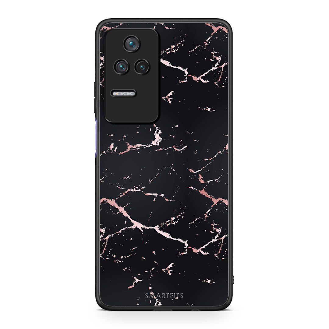 4 - Xiaomi Poco F4 / Redmi K40S Black Rosegold Marble case, cover, bumper