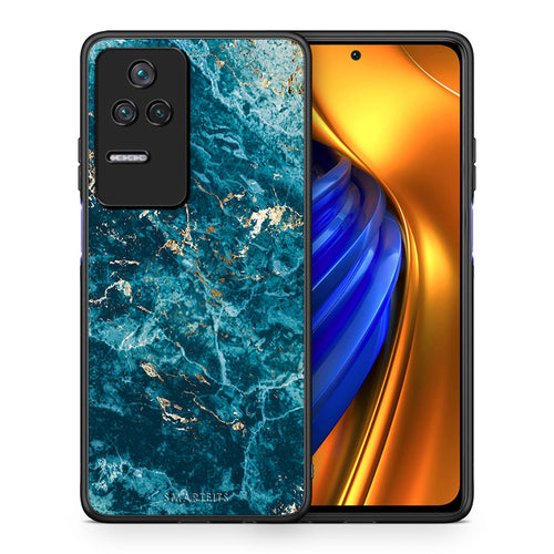 Θήκη Xiaomi Poco F4 / Redmi K40S Marble Blue από τη Smartfits με σχέδιο στο πίσω μέρος και μαύρο περίβλημα | Xiaomi Poco F4 / Redmi K40S Marble Blue case with colorful back and black bezels