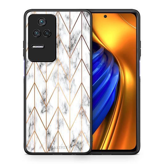 Θήκη Xiaomi Poco F4 / Redmi K40S Gold Geometric Marble από τη Smartfits με σχέδιο στο πίσω μέρος και μαύρο περίβλημα | Xiaomi Poco F4 / Redmi K40S Gold Geometric Marble case with colorful back and black bezels