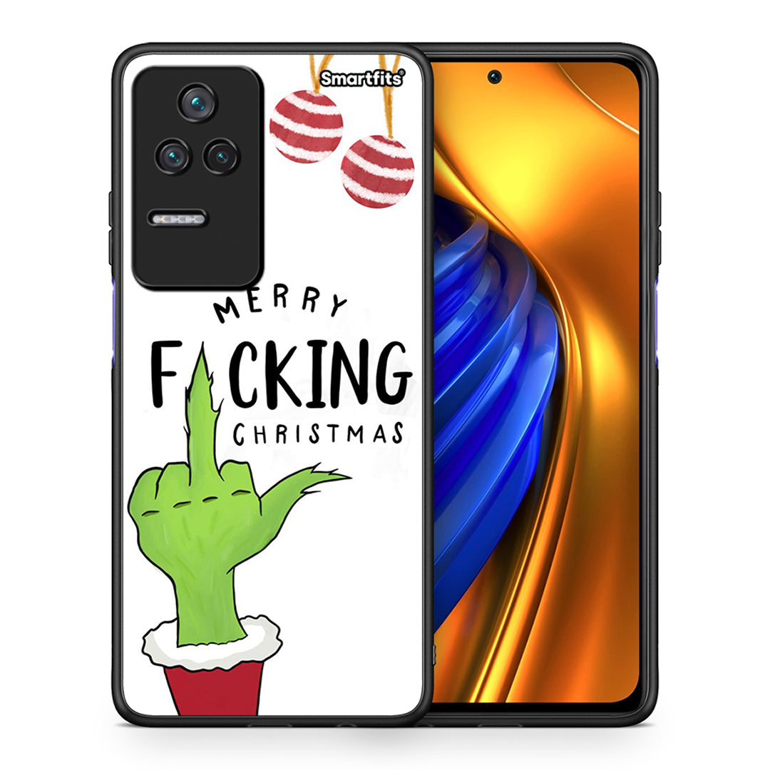 Θήκη Xiaomi Poco F4 / Redmi K40S Merry F Xmas από τη Smartfits με σχέδιο στο πίσω μέρος και μαύρο περίβλημα | Xiaomi Poco F4 / Redmi K40S Merry F Xmas case with colorful back and black bezels