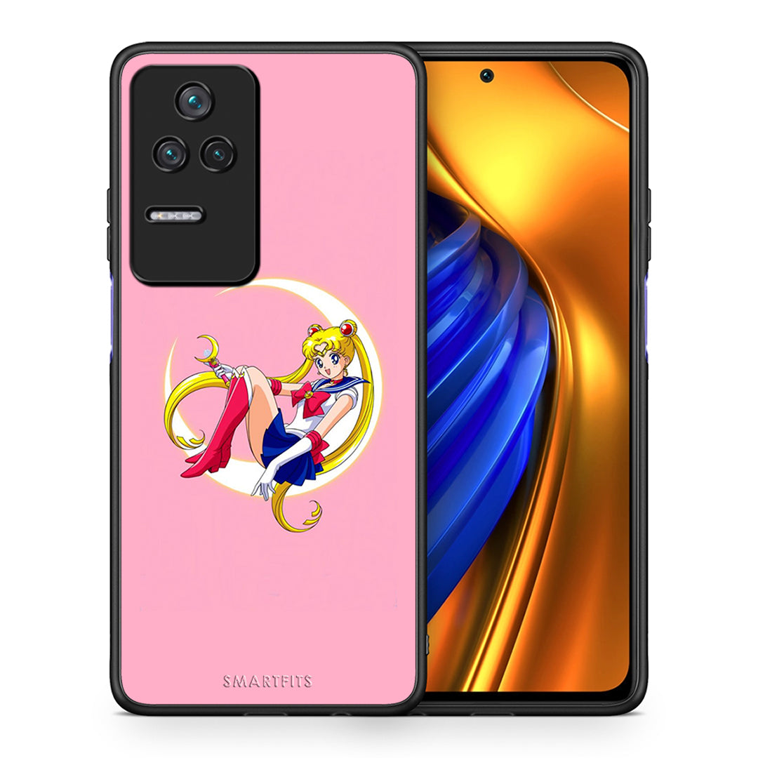 Θήκη Xiaomi Poco F4 / Redmi K40S Moon Girl από τη Smartfits με σχέδιο στο πίσω μέρος και μαύρο περίβλημα | Xiaomi Poco F4 / Redmi K40S Moon Girl case with colorful back and black bezels