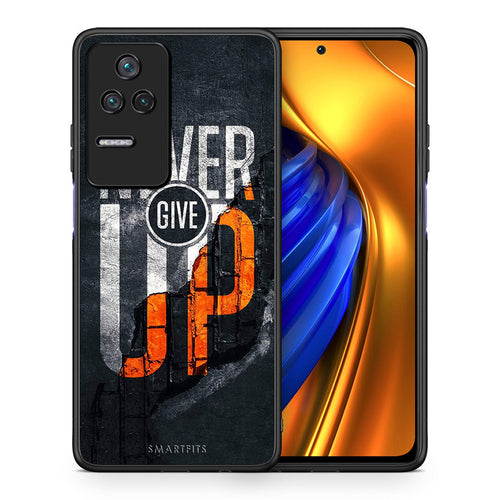Θήκη Αγίου Βαλεντίνου Xiaomi Poco F4 / Redmi K40S Never Give Up από τη Smartfits με σχέδιο στο πίσω μέρος και μαύρο περίβλημα | Xiaomi Poco F4 / Redmi K40S Never Give Up case with colorful back and black bezels