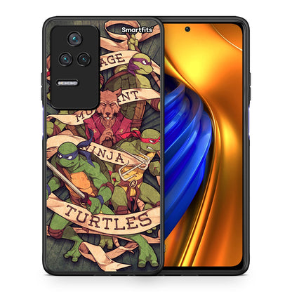 Θήκη Xiaomi Poco F4 / Redmi K40S Ninja Turtles από τη Smartfits με σχέδιο στο πίσω μέρος και μαύρο περίβλημα | Xiaomi Poco F4 / Redmi K40S Ninja Turtles case with colorful back and black bezels