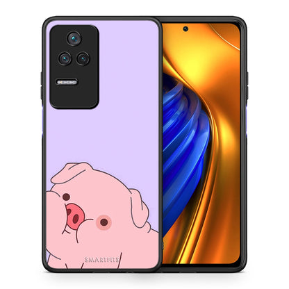 Θήκη Αγίου Βαλεντίνου Xiaomi Poco F4 / Redmi K40S Pig Love 2 από τη Smartfits με σχέδιο στο πίσω μέρος και μαύρο περίβλημα | Xiaomi Poco F4 / Redmi K40S Pig Love 2 case with colorful back and black bezels