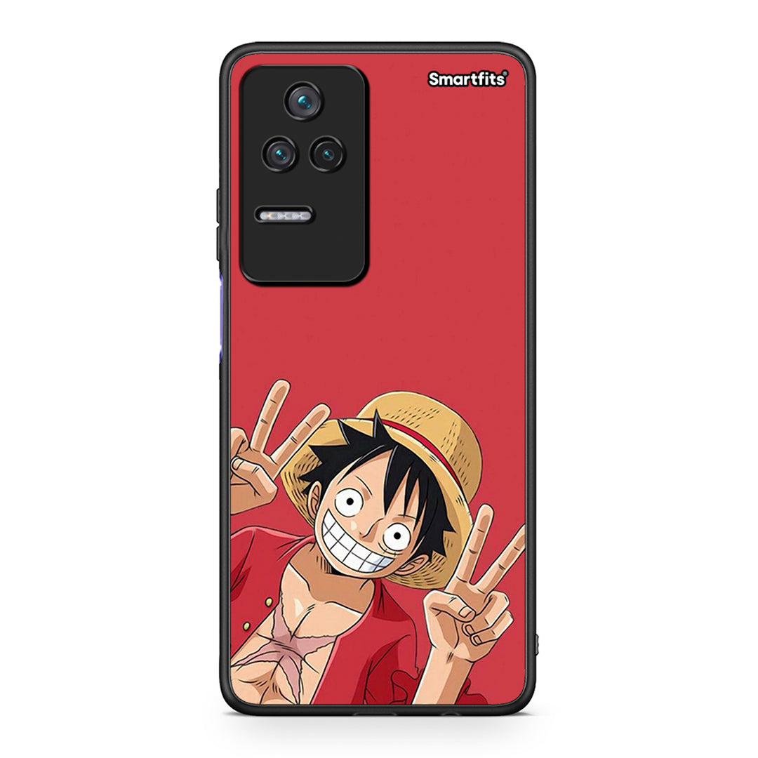 Xiaomi Poco F4 / Redmi K40S Pirate Luffy θήκη από τη Smartfits με σχέδιο στο πίσω μέρος και μαύρο περίβλημα | Smartphone case with colorful back and black bezels by Smartfits