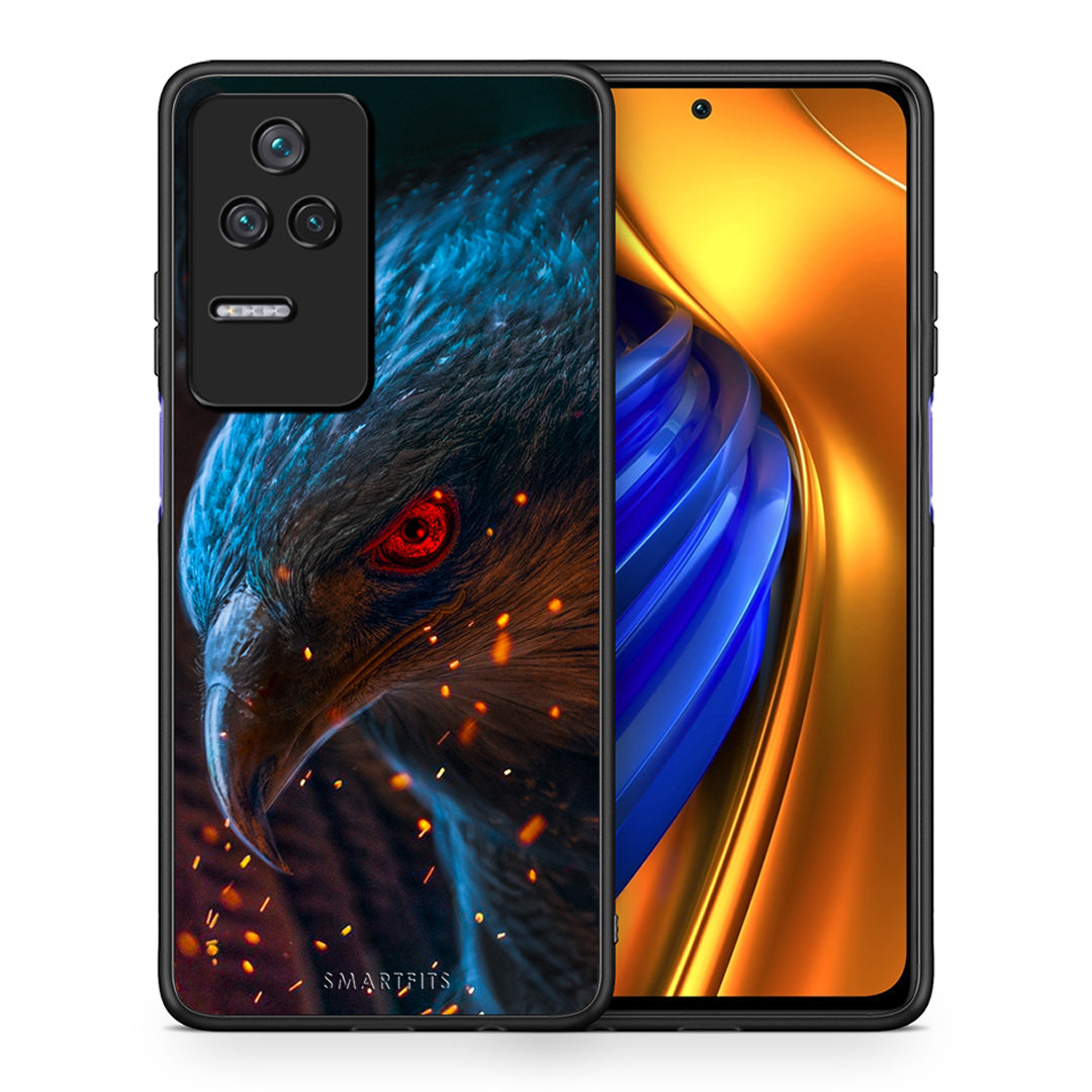 Θήκη Xiaomi Poco F4 / Redmi K40S Eagle PopArt από τη Smartfits με σχέδιο στο πίσω μέρος και μαύρο περίβλημα | Xiaomi Poco F4 / Redmi K40S Eagle PopArt case with colorful back and black bezels