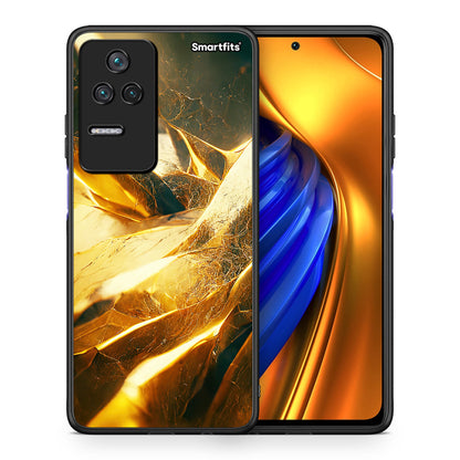 Θήκη Xiaomi Poco F4 / Redmi K40S Real Gold από τη Smartfits με σχέδιο στο πίσω μέρος και μαύρο περίβλημα | Xiaomi Poco F4 / Redmi K40S Real Gold case with colorful back and black bezels