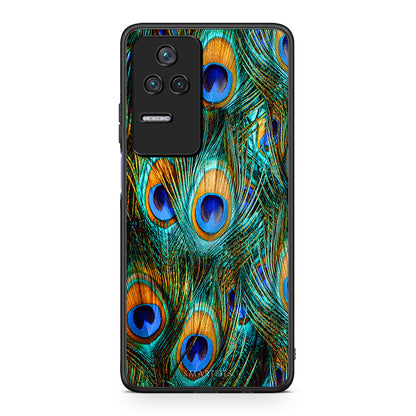 Xiaomi Poco F4 / Redmi K40S Real Peacock Feathers θήκη από τη Smartfits με σχέδιο στο πίσω μέρος και μαύρο περίβλημα | Smartphone case with colorful back and black bezels by Smartfits