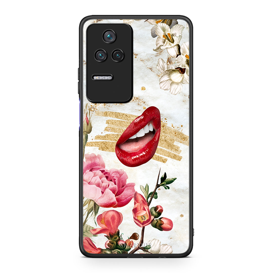 Xiaomi Poco F4 / Redmi K40S Red Lips θήκη από τη Smartfits με σχέδιο στο πίσω μέρος και μαύρο περίβλημα | Smartphone case with colorful back and black bezels by Smartfits