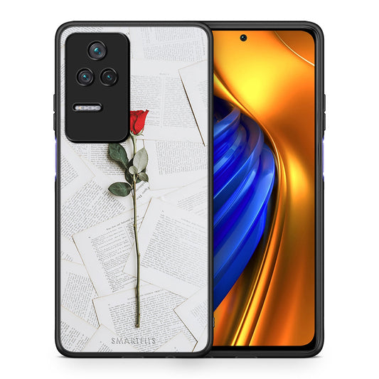 Θήκη Xiaomi Poco F4 / Redmi K40S Red Rose από τη Smartfits με σχέδιο στο πίσω μέρος και μαύρο περίβλημα | Xiaomi Poco F4 / Redmi K40S Red Rose case with colorful back and black bezels