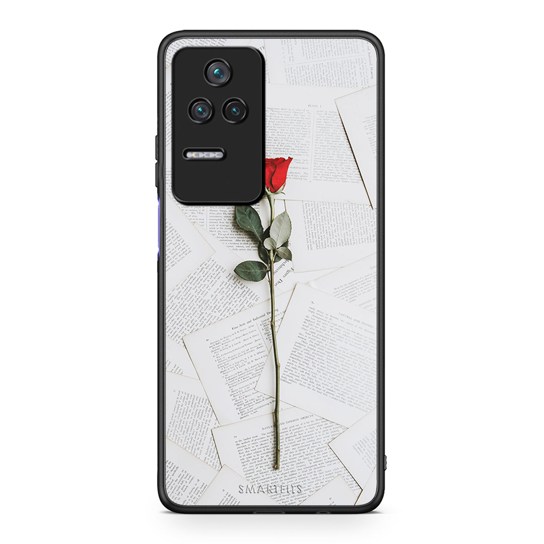 Xiaomi Poco F4 / Redmi K40S Red Rose θήκη από τη Smartfits με σχέδιο στο πίσω μέρος και μαύρο περίβλημα | Smartphone case with colorful back and black bezels by Smartfits