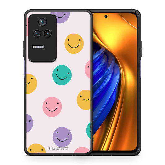 Θήκη Xiaomi Poco F4 / Redmi K40S Smiley Faces από τη Smartfits με σχέδιο στο πίσω μέρος και μαύρο περίβλημα | Xiaomi Poco F4 / Redmi K40S Smiley Faces case with colorful back and black bezels