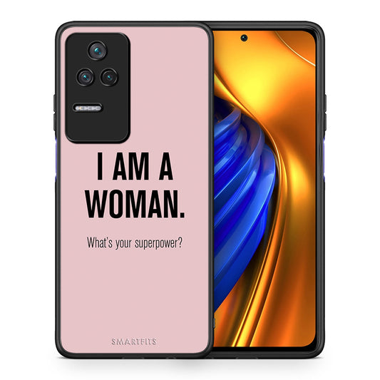 Θήκη Xiaomi Poco F4 / Redmi K40S Superpower Woman από τη Smartfits με σχέδιο στο πίσω μέρος και μαύρο περίβλημα | Xiaomi Poco F4 / Redmi K40S Superpower Woman case with colorful back and black bezels