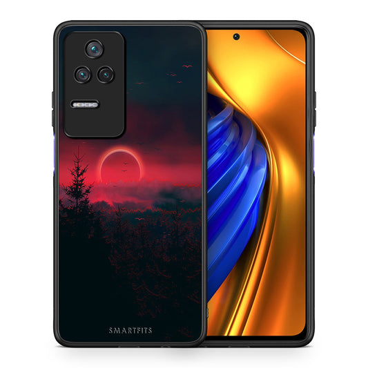 Θήκη Xiaomi Poco F4 / Redmi K40S Sunset Tropic από τη Smartfits με σχέδιο στο πίσω μέρος και μαύρο περίβλημα | Xiaomi Poco F4 / Redmi K40S Sunset Tropic case with colorful back and black bezels