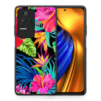 Thumbnail for Θήκη Xiaomi Poco F4 / Redmi K40S Tropical Flowers από τη Smartfits με σχέδιο στο πίσω μέρος και μαύρο περίβλημα | Xiaomi Poco F4 / Redmi K40S Tropical Flowers case with colorful back and black bezels