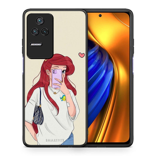 Θήκη Xiaomi Poco F4 / Redmi K40S Walking Mermaid από τη Smartfits με σχέδιο στο πίσω μέρος και μαύρο περίβλημα | Xiaomi Poco F4 / Redmi K40S Walking Mermaid case with colorful back and black bezels