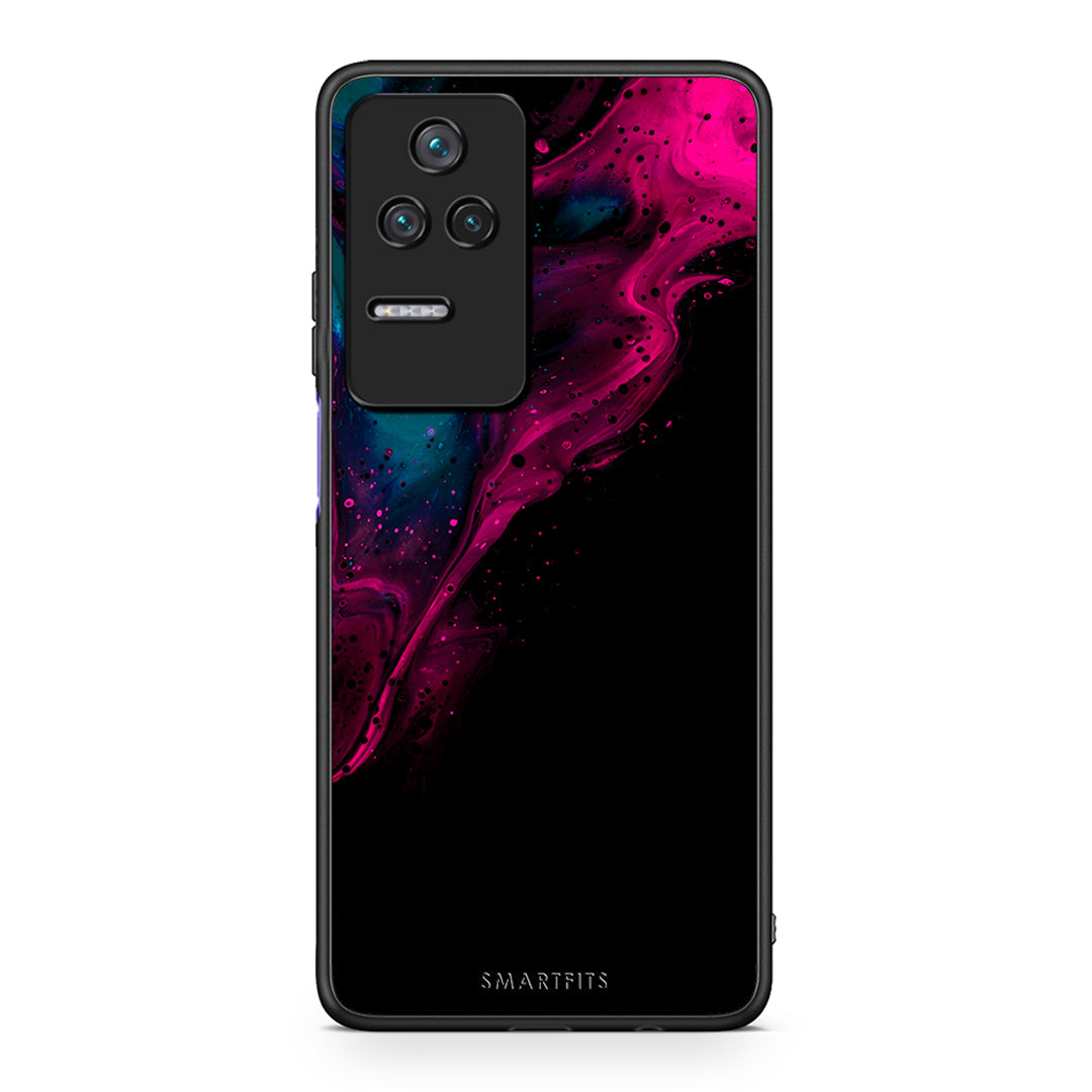 4 - Xiaomi Poco F4 / Redmi K40S Pink Black Watercolor case, cover, bumper