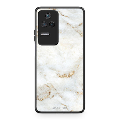 Xiaomi Poco F4 / Redmi K40S White Gold Marble θήκη από τη Smartfits με σχέδιο στο πίσω μέρος και μαύρο περίβλημα | Smartphone case with colorful back and black bezels by Smartfits