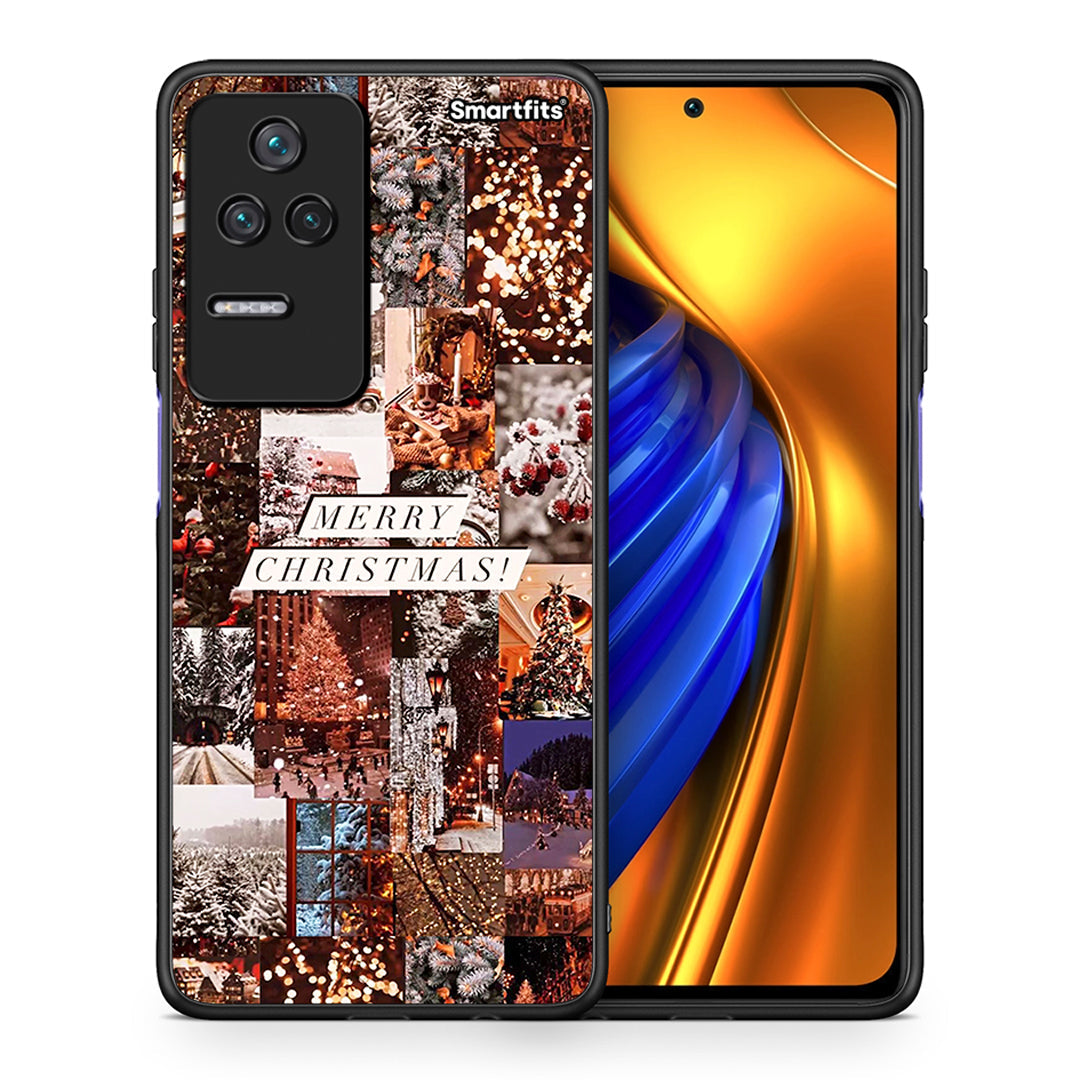 Θήκη Xiaomi Poco F4 / Redmi K40S Xmas Collage από τη Smartfits με σχέδιο στο πίσω μέρος και μαύρο περίβλημα | Xiaomi Poco F4 / Redmi K40S Xmas Collage case with colorful back and black bezels